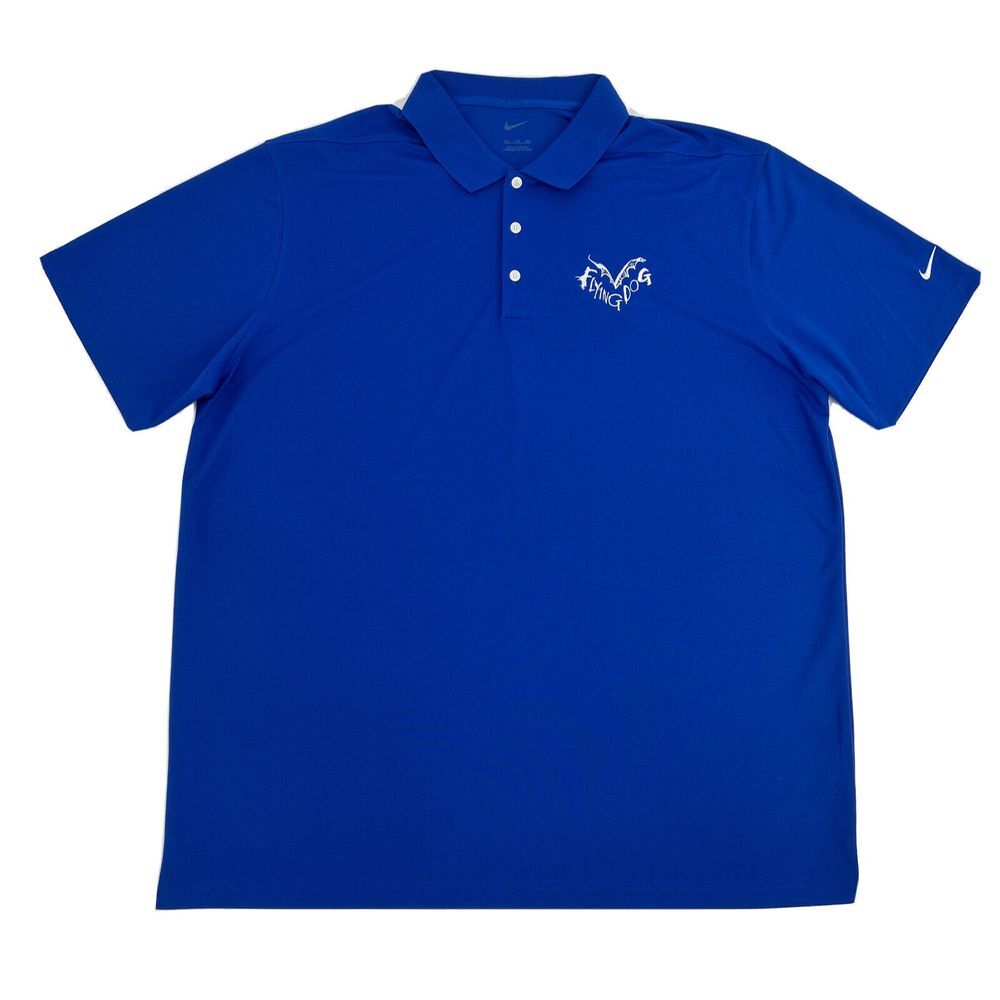 Nike x Flying Dog Shirt Men's XXL‎ 2XL Blue Short Sleeve Polo Dri-Fit Beer NEW
